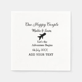 Ett par lycklig låt oss äventyr inleder bröllop co pappersservett
