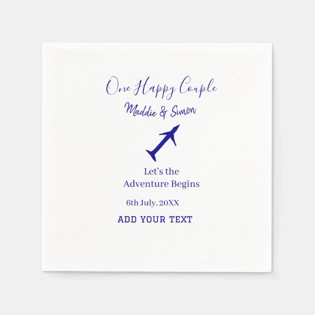 Ett par lycklig låt oss äventyr inleder bröllop co pappersservett (Framsidan)