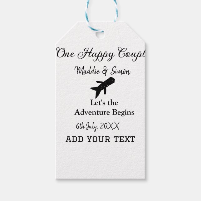 Ett par lycklig låt oss äventyr inleder bröllop co presentetikett (Framsidan)