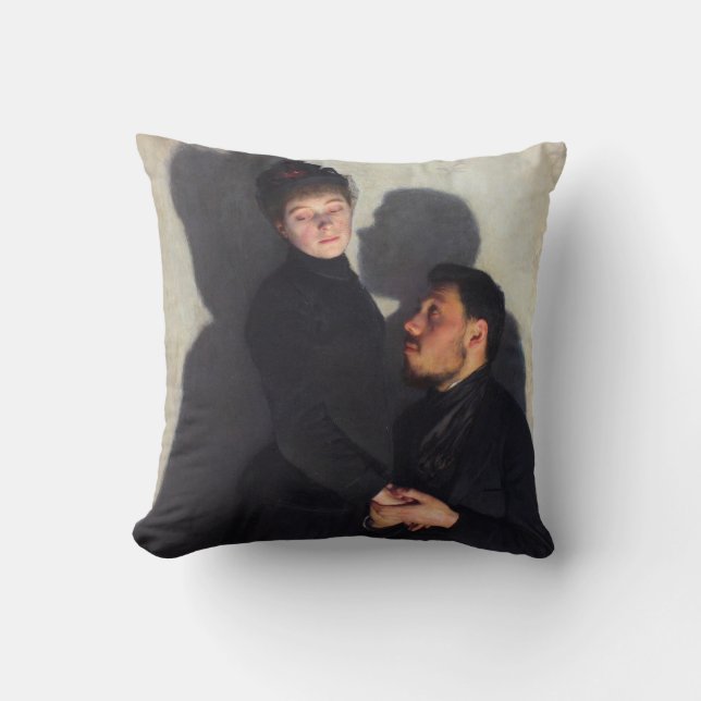 Ett par med kastskuggor (av Emile Friant) Kudde (Framsida)