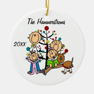 Ett par med två flickor, Anpassningsbarnas Helgdag Julgransprydnad Keramik