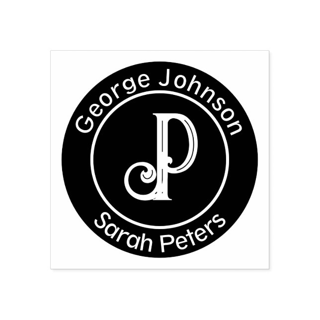 Ett par med två sista namn, monogram Rubber Frimär Stämpel (Tryck)