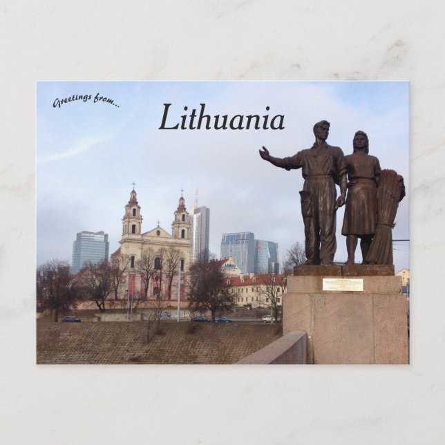 Ett par med vetekulputre Vilnius Litauen Vykort (Framsida)