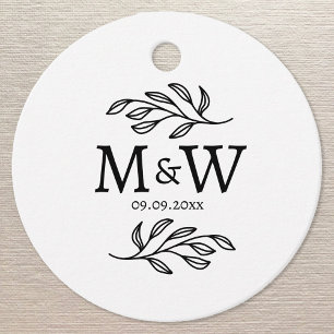 Ett par Monogram Bröllop Datumdatum Elegant Botani Gåvor Etiketter