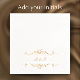 Ett par Monogram Elegant Guld Swirl Bröllop Pappersservett