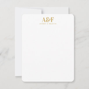 Ett par Monogram minimalistisk enkel Chic Guld Whi Anteckningskort