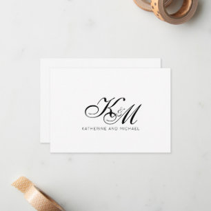 Ett par monogram skript Initialer Namn Anteckningskort