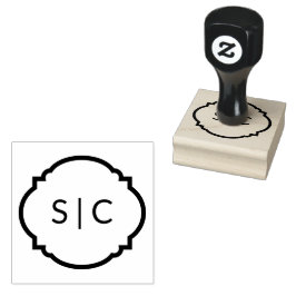 Ett par Monogram Wood Art Frimärke Stämpel