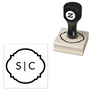 Ett par Monogram Wood Art Frimärke Stämpel