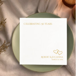 Ett par namn-guld hjärtan 50-årsdagen Party Pappersservett
