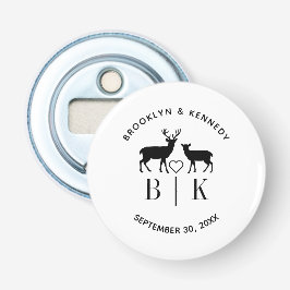 Ett par Namn Hjort Monogram Rustic-Landsbyggsbröll Flasköppnare