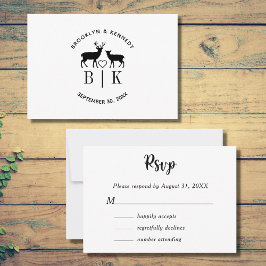 Ett par Namn Hjort Monogram Rustic-Landsbyggsbröll OSA Kort