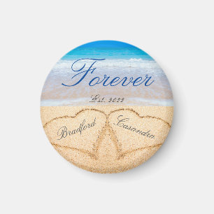 Ett par Namn i Hearts i Sand kustminne Magnet