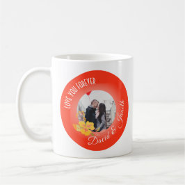 Ett par Namn Modern Cute Red 2 Photo Valentines da Kaffemugg