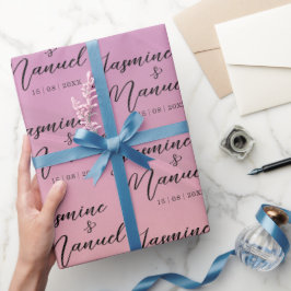 Ett par Namn Rosa Gift Wrapping Papprare Bröllop Presentpapper