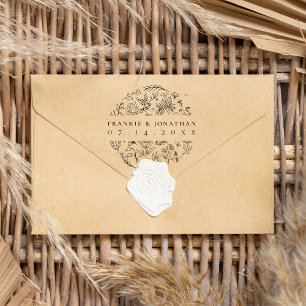 Ett par Namn sparar datumet   Elegant Botaniskt Stämpel