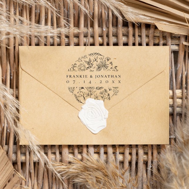 Ett par Namn sparar datumet | Elegant Botaniskt Stämpel (Skapare uppladdad)