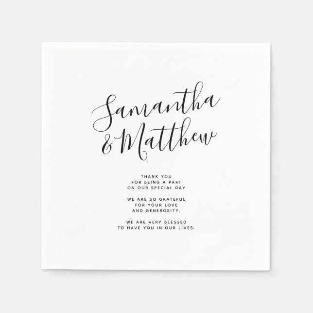 Ett par Namn Tack Message Bröllop Pappersservett (Framsidan)