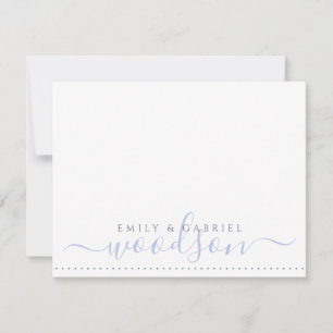 Ett par Newlyweds Namn Bröllop Monogram Blue Anteckningskort