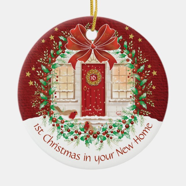 Ett par nya julhus, två Robins Julgransprydnad Keramik (Framsidan)