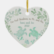 Ett par ornament i Helgdag Sea Turtle Coastal Beac