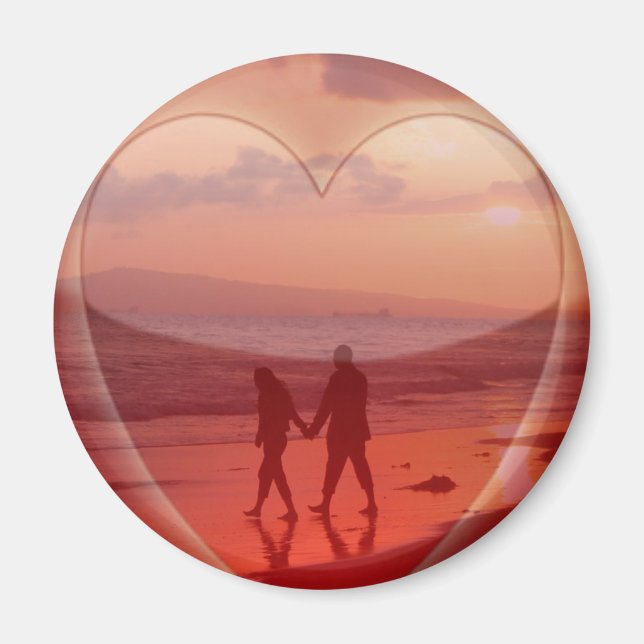 Ett par på Beach Valentine Magnet (Framsidan)