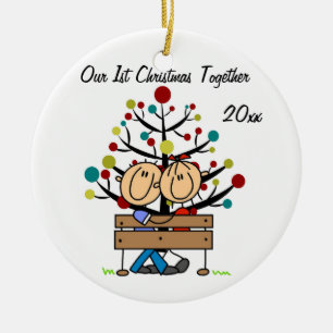 Ett par på Bench Personlig Helgdag Ornament