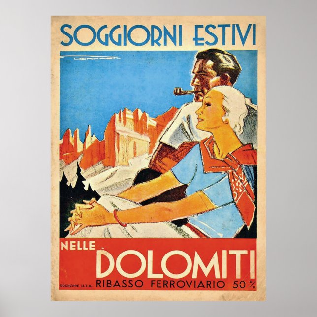Ett par på Dolomites Alpes, Italien Poster (Framsidan)