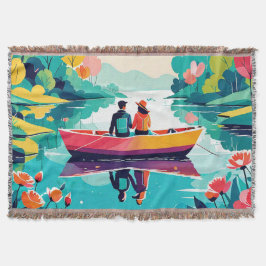 Ett par på en båt i sjö - Throw Blanket Filt