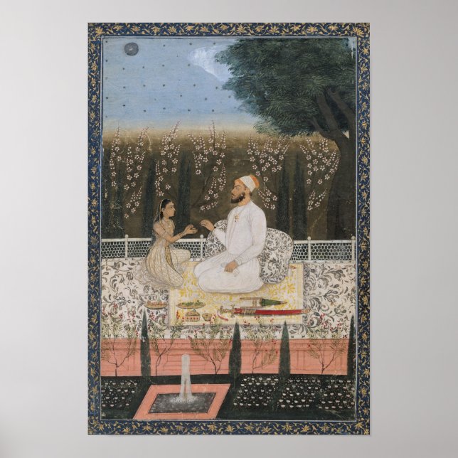 Ett par på en Terrace i en Garden Poster (Framsidan)