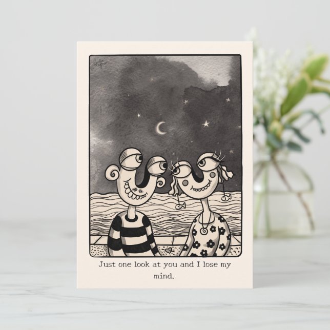 Ett par på hand plockade-hjärtkortet i kärlek julkort (Stående Fram)