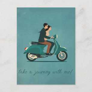 Ett par på motorcykel vykort