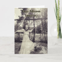 Ett par på Swing Halloween-årskort med ve