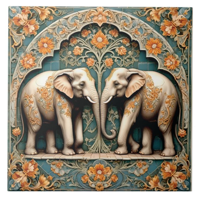 Ett par pachydermer kakelplatta (Framsidan)