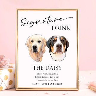 Ett par Pet Bröllop Namnteckning Drink-tecken Poster