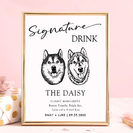 Ett par Pet Bröllop Namnteckning Drink-tecken Poster