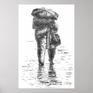 Ett par promenader i regnet poster