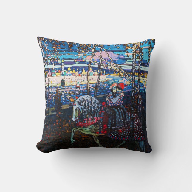 Ett par Riding a White Horse, Wassily Kandinsky Kudde (Framsida)