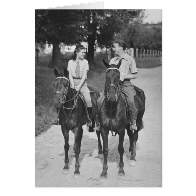 Ett par Riding Horses Hälsningskort (Framsidan)