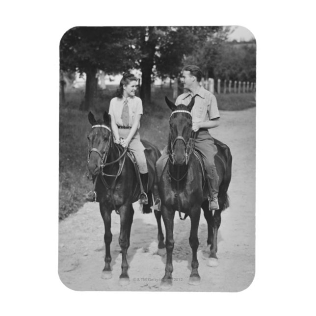 Ett par Riding Horses Magnet (Vertikal)