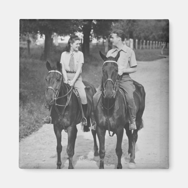 Ett par Riding Horses Magnet (Framsidan)
