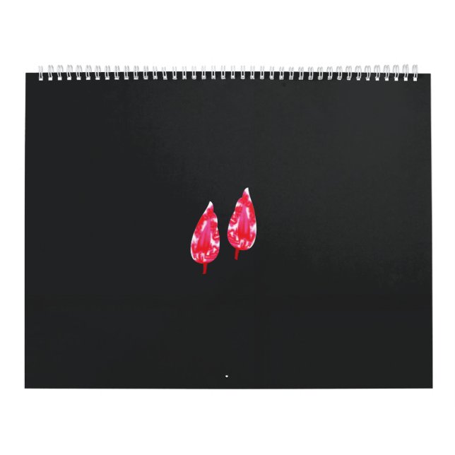 ett par röda löv i svart bakgrund kalender (Omslag)