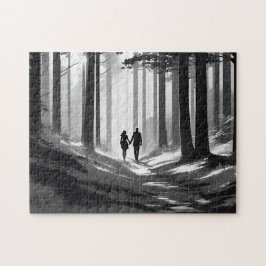 Ett par Silhouette i Serene Countryside Pussel