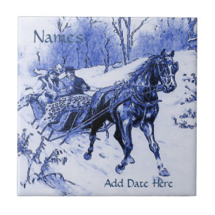 Ett par Sleigh Tile, holländska, personalisera Kakelplatta