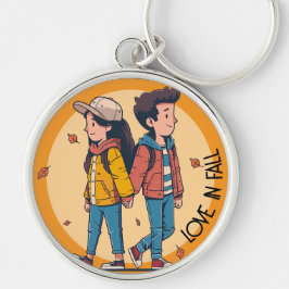 Ett par som håller händer tillsammans i fall rund silverfärgad nyckelring