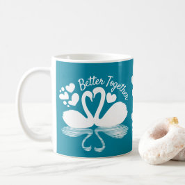 Ett par Svan Silhouette-reflektion i Vatten Kaffemugg