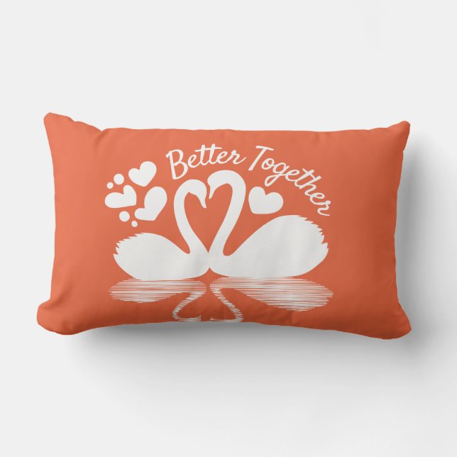 Ett par Svan Silhouette-reflektion i Vatten Lumbarkudde (Framsida)