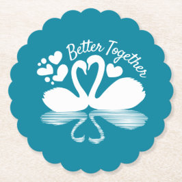 Ett par Svan Silhouette-reflektion i Vatten Underlägg Papper