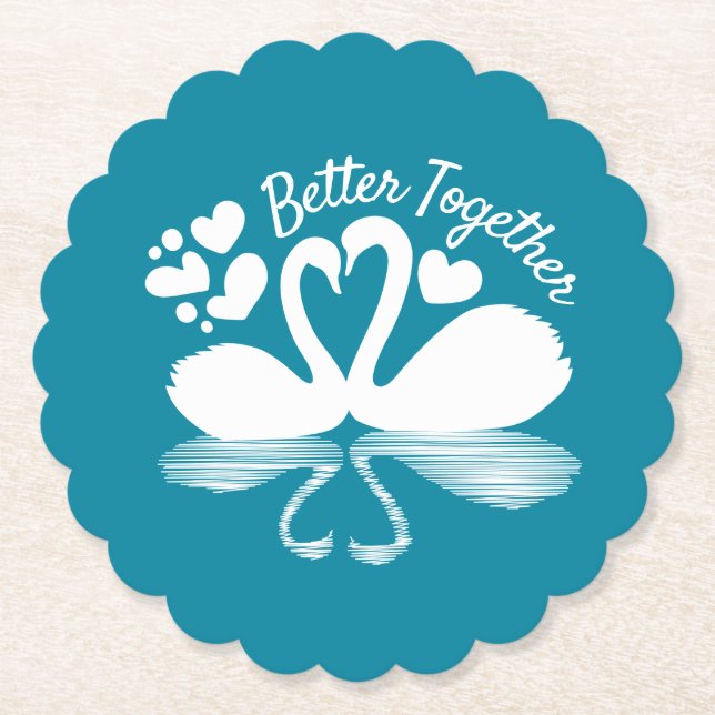 Ett par Svan Silhouette-reflektion i Vatten Underlägg Papper (Framsida)