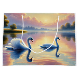 Ett par svanar glider på en serene sjö